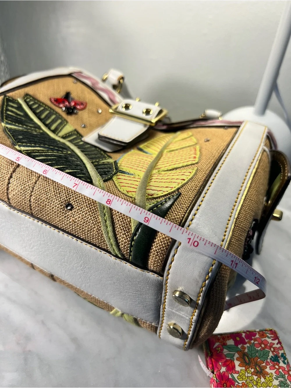 VINTAGE Coach RARE Y2K Leafy Ladybug Boxy Straw Tote Bag Limited Edition 4439 - Picture 15 of 17